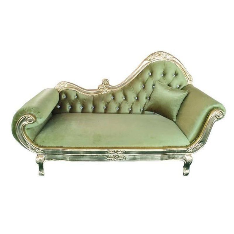 Luxury Ornate Tufted Chaise Lounge – Carved Frame Velvet Wedding Event Chaise for Banquet & Rental