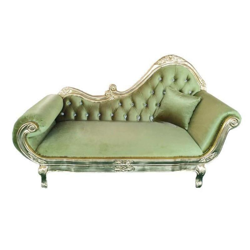 Luxury Ornate Tufted Chaise Lounge – Carved Frame Velvet Wedding Event Chaise for Banquet & Rental