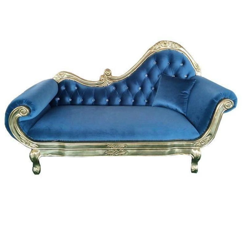 Luxury Ornate Tufted Chaise Lounge – Carved Frame Velvet Wedding Event Chaise for Banquet & Rental