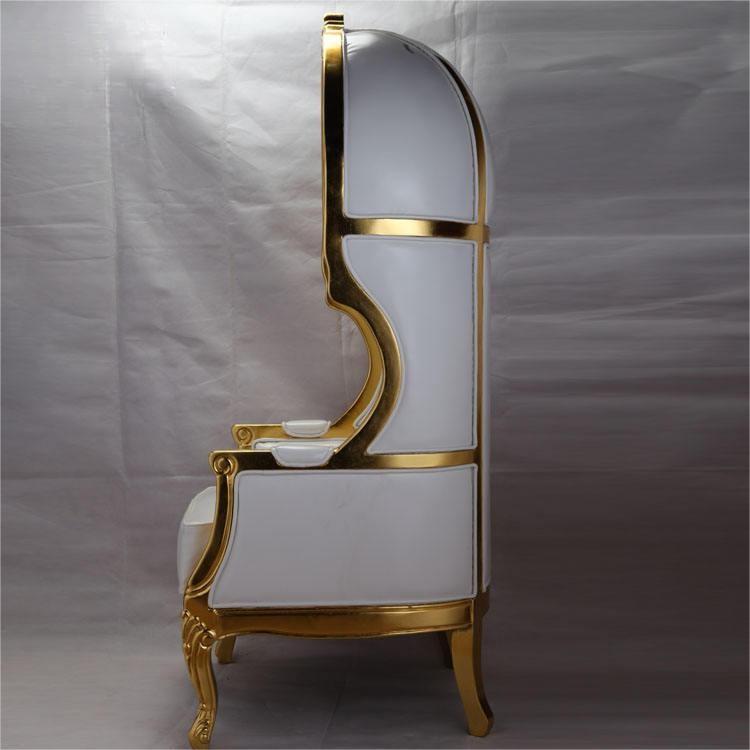 Royal Gold Birdcage Throne Chair – White Tufted High Back Cage Chair for Wedding Banquet & Event Dec