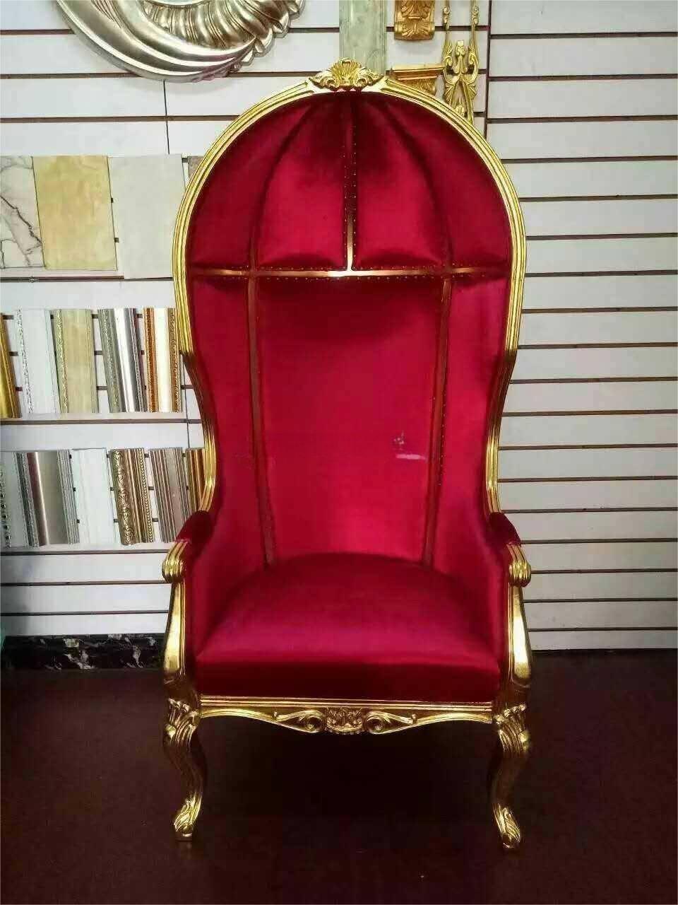 Royal Gold Birdcage Throne Chair – White Tufted High Back Cage Chair for Wedding Banquet & Event Dec