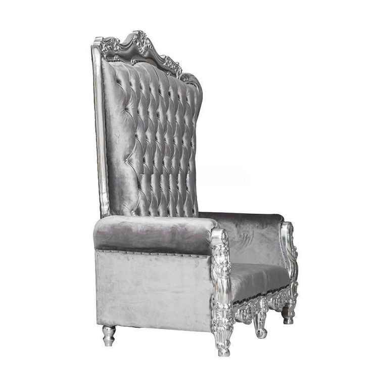 Gold Carved High Back Royal Sofa Chair Set – White Tufted Throne Sofa & Chair for Wedding Event Deco
