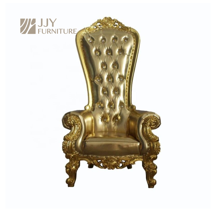 Tall High Back Royal Throne Chair – Velvet Tufted King Chair in Green / White / Red for Wedding Even