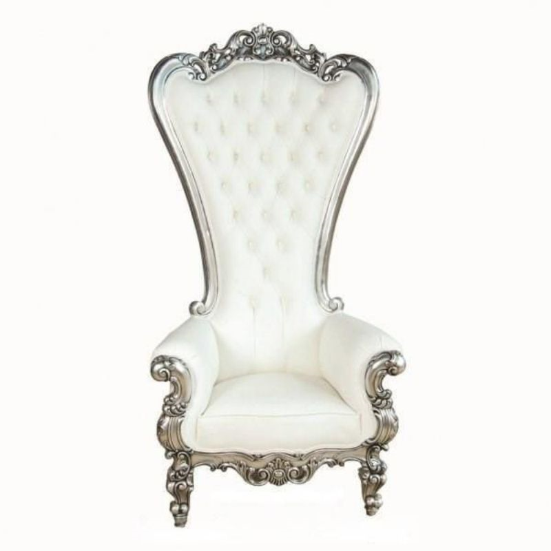 Tall High Back Royal Throne Chair – Velvet Tufted King Chair in Green / White / Red for Wedding Even