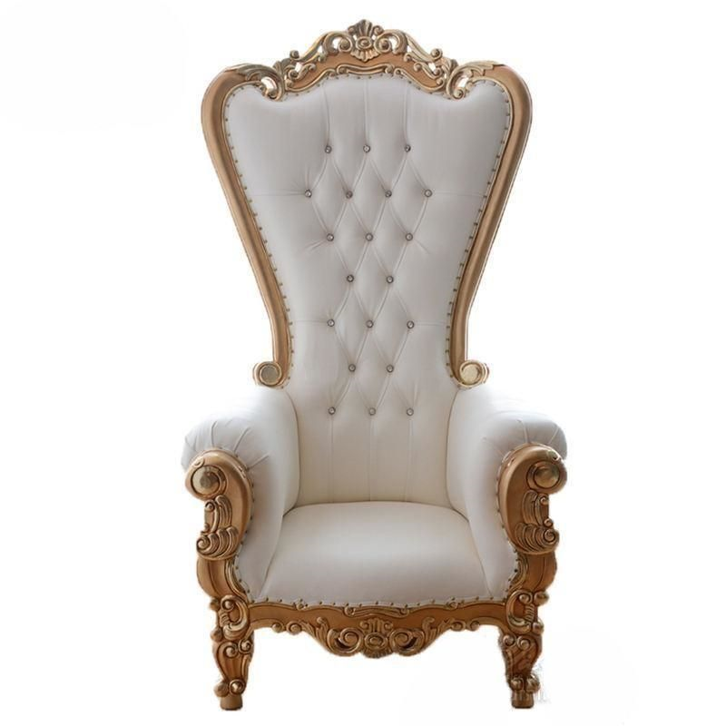 Tall High Back Royal Throne Chair – Velvet Tufted King Chair in Green / White / Red for Wedding Even