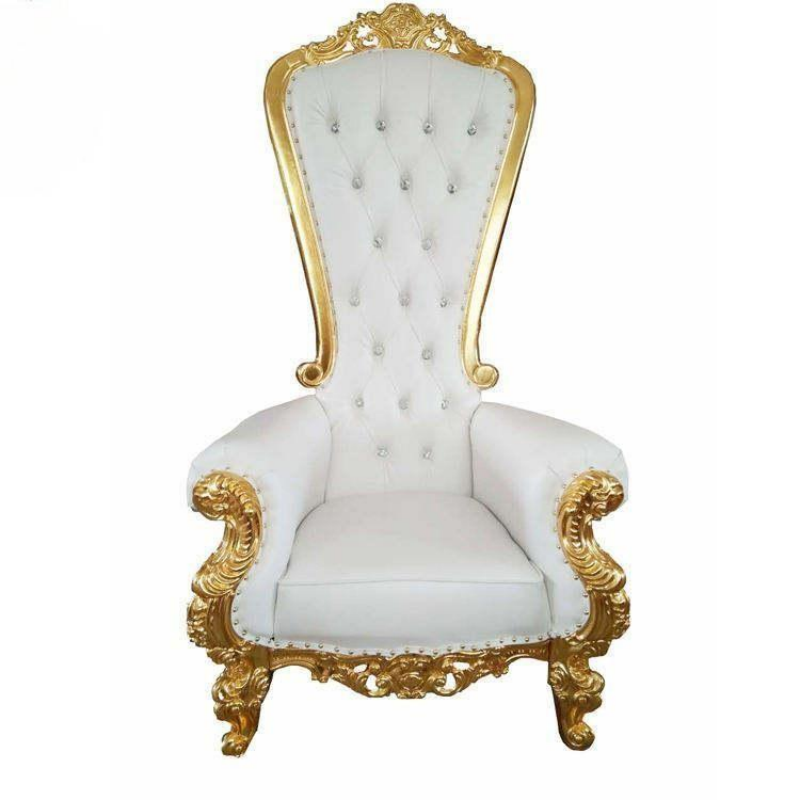 Tall High Back Royal Throne Chair – Velvet Tufted King Chair in Green / White / Red for Wedding Even
