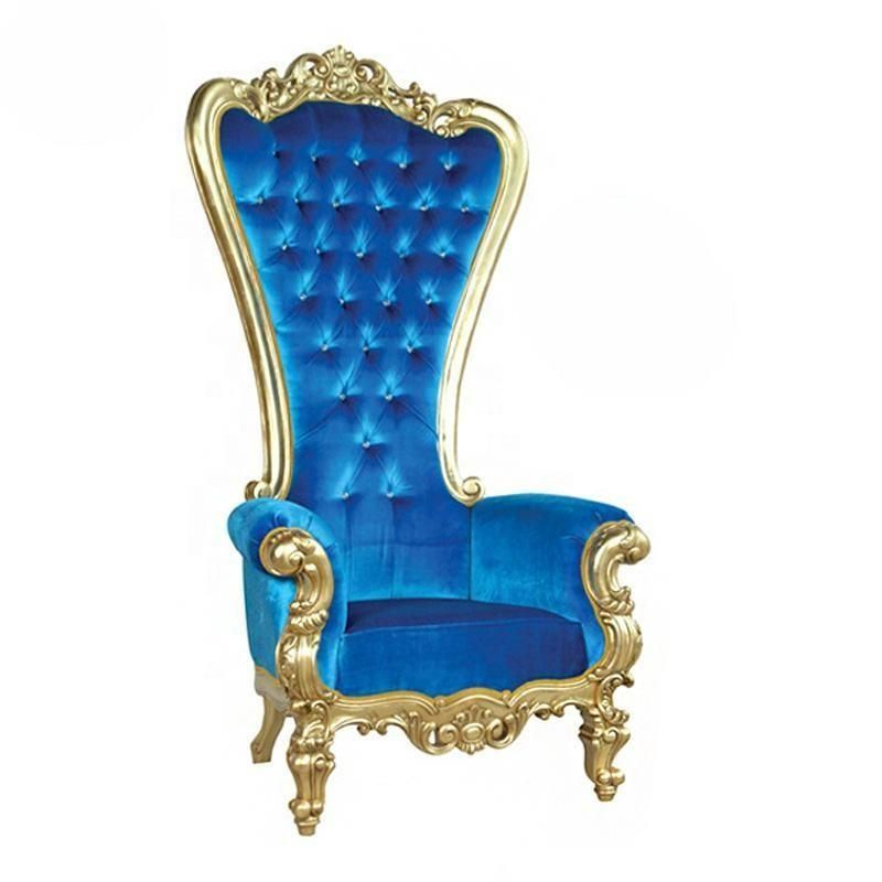 Tall High Back Royal Throne Chair – Velvet Tufted King Chair in Green / White / Red for Wedding Even
