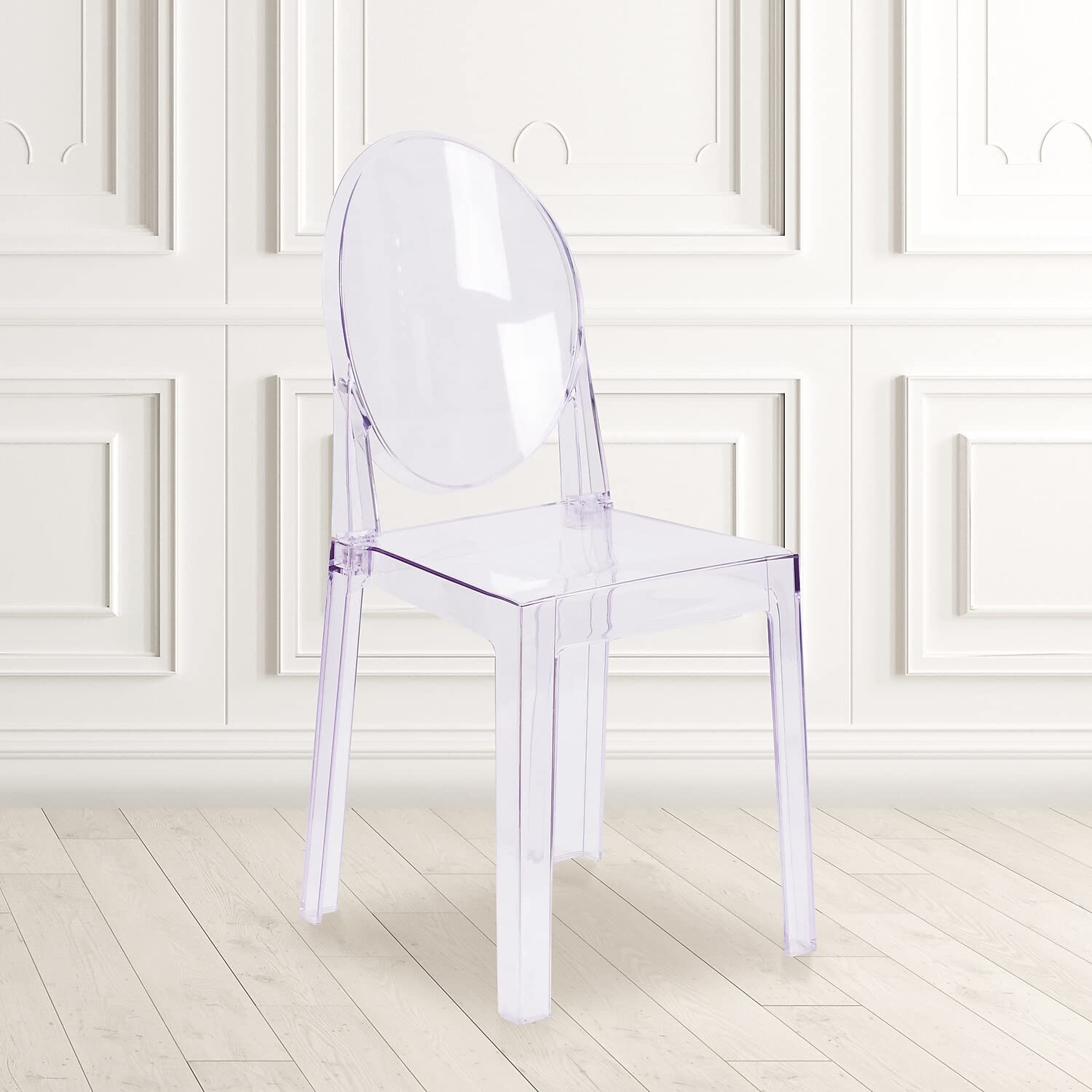 Clear Transparent Acrylic Dining Chair – Round Back Modern Ghost Chair for Wedding Event & Home Use