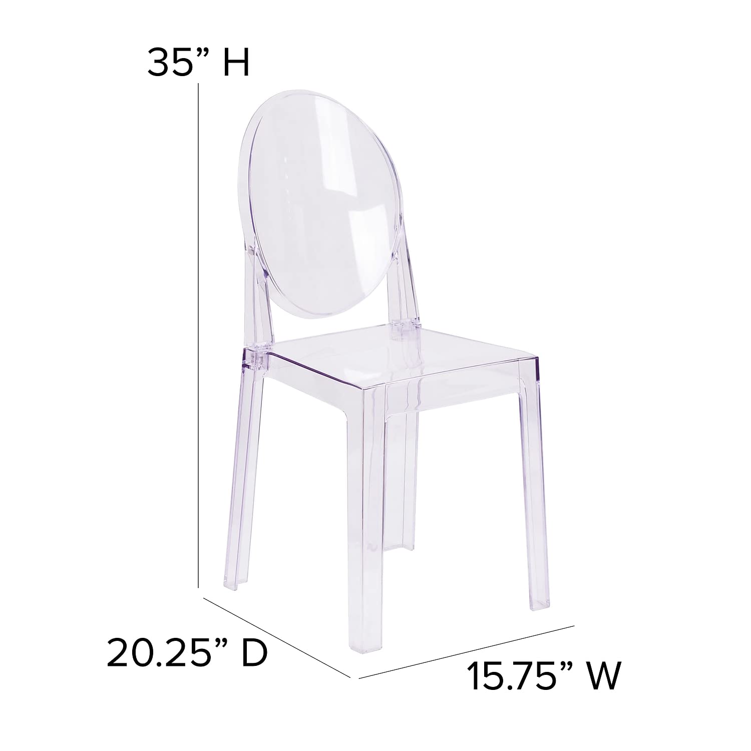 Clear Transparent Acrylic Dining Chair – Round Back Modern Ghost Chair for Wedding Event & Home Use