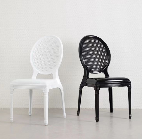 Round Back Stackable Plastic Dining Chair – Clear / White / Black Modern Chair for Wedding Banquet E