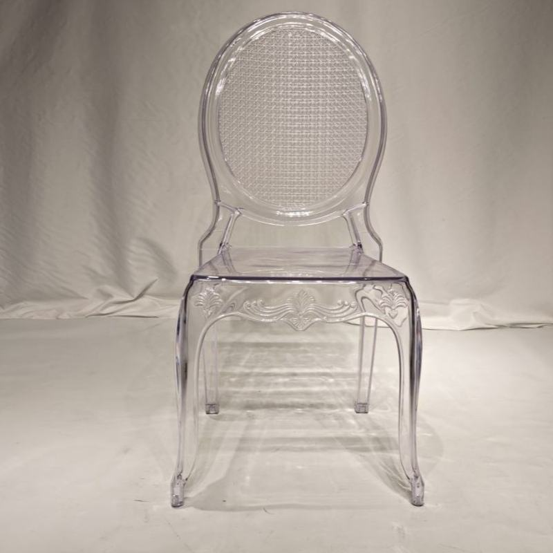 Round Back Stackable Plastic Dining Chair – Clear / White / Black Modern Chair for Wedding Banquet E