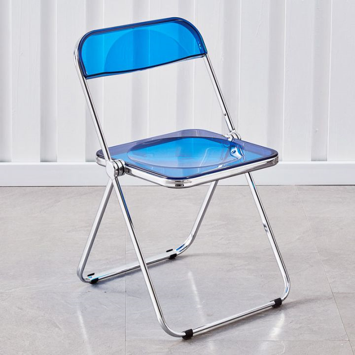 Ins-Style Transparent Folding Chair – Amber / Black / Clear Acrylic Chair with Chrome Frame for Wedd