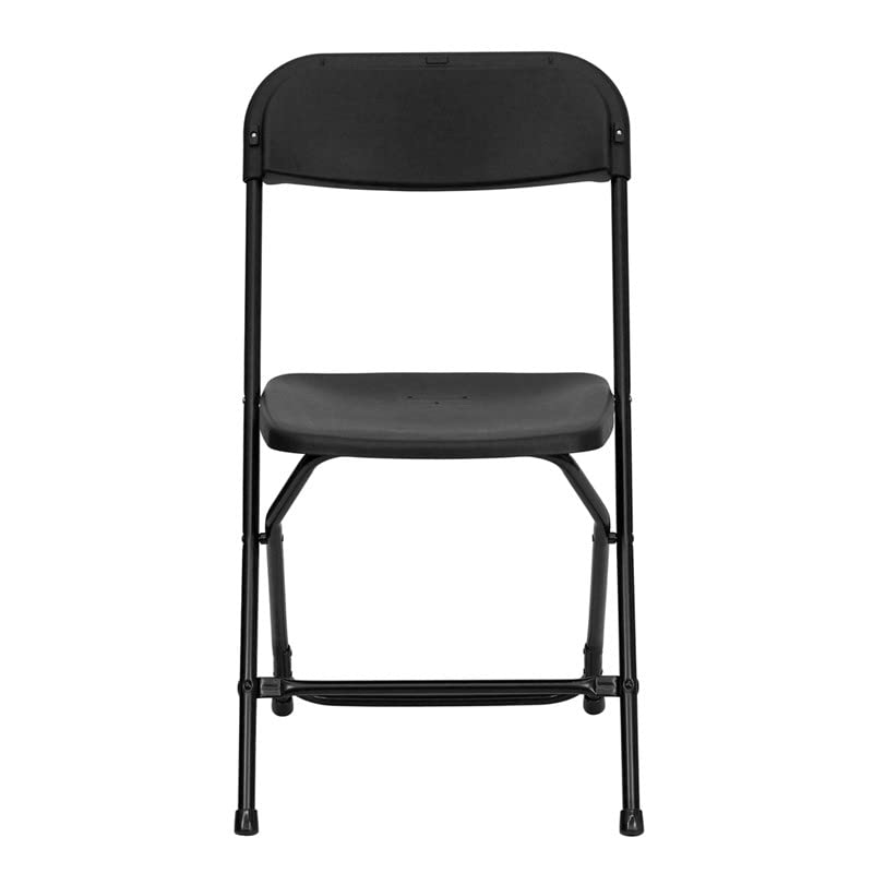 Slim Profile Plastic Folding Chair – Black / White Portable Stackable Chair for Wedding Event Office