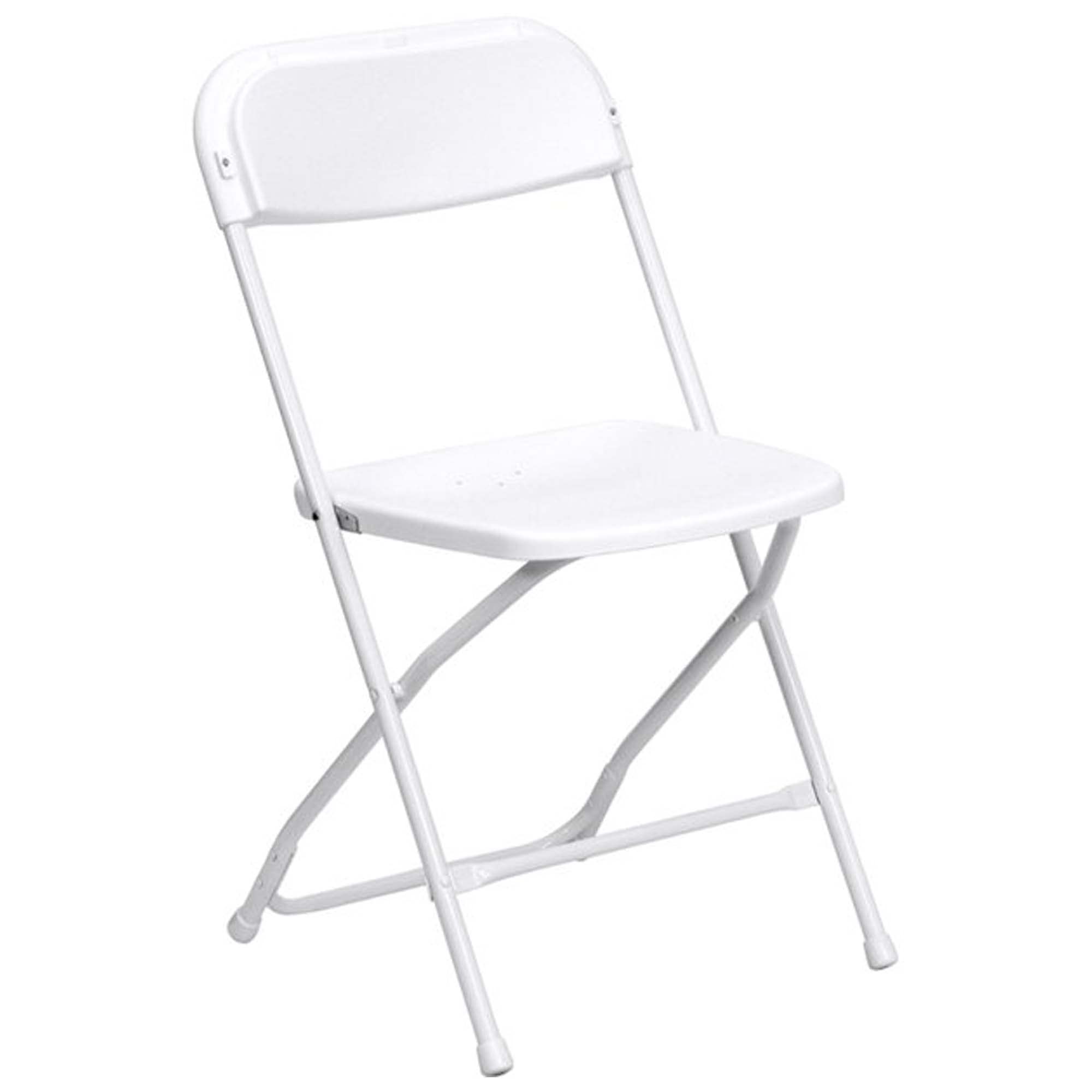 Slim Profile Plastic Folding Chair – Black / White Portable Stackable Chair for Wedding Event Office