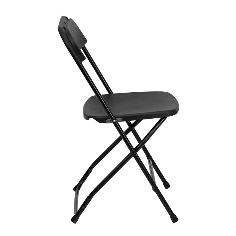 Slim Profile Plastic Folding Chair – Black / White Portable Stackable Chair for Wedding Event Office
