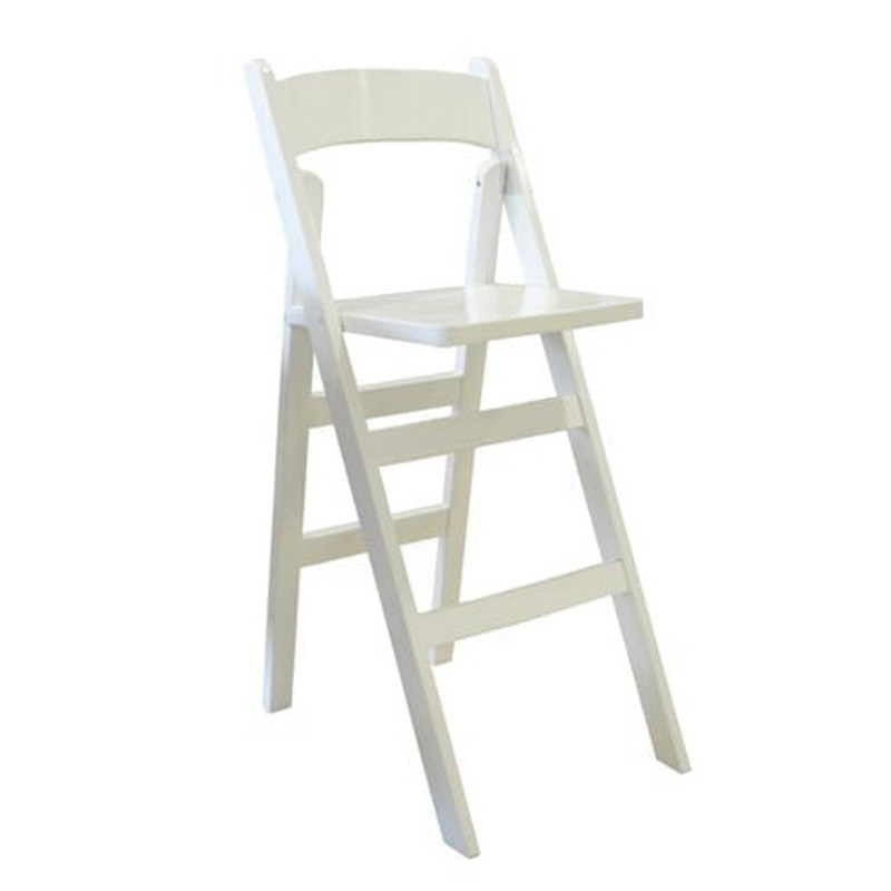 Wood Grain Folding Bar Stool with Padded Seat – Natural / White Tall Bar Chair for Wedding Event Ren