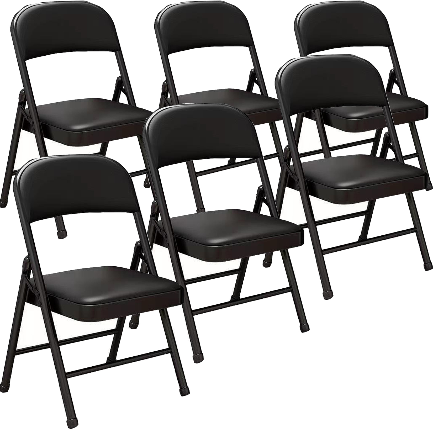 Black Metal Folding Garden Chair – Portable All-Black Outdoor Indoor Chair for Wedding Party Event R