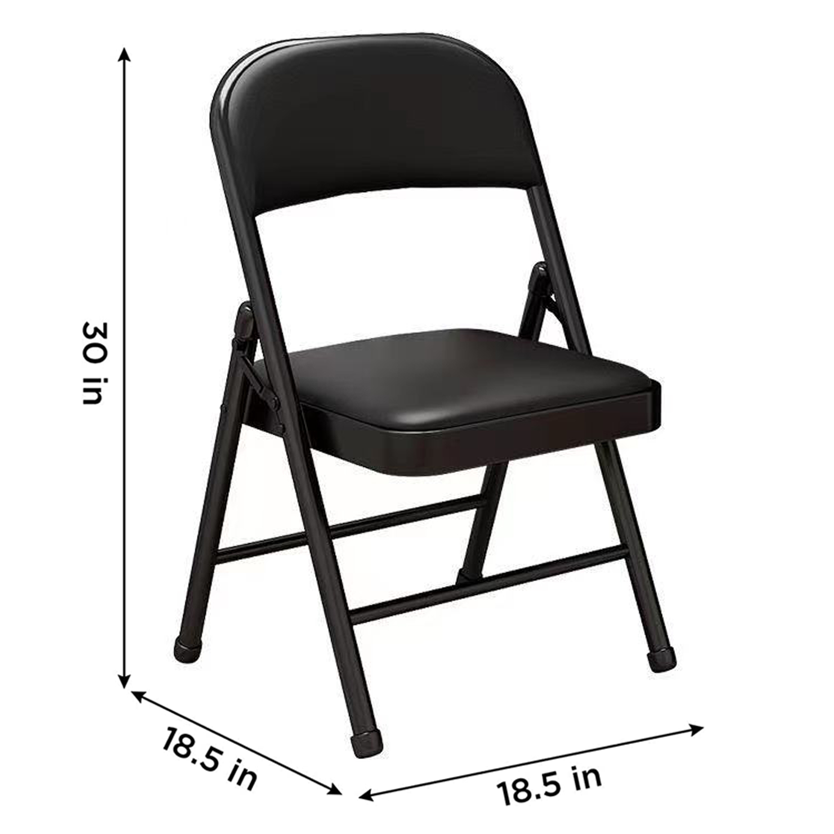 Black Metal Folding Garden Chair – Portable All-Black Outdoor Indoor Chair for Wedding Party Event R