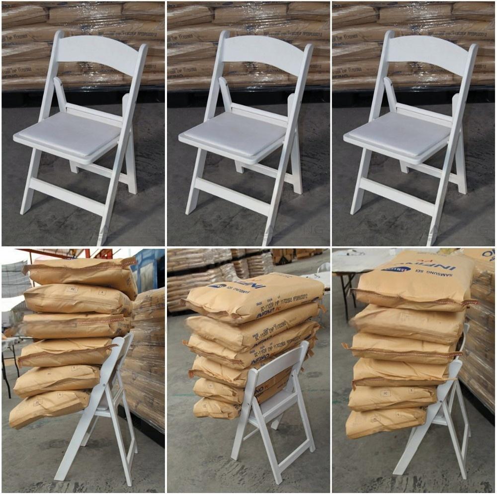 White Napoleon Folding Chair with Padded Seat – Classic Wedding Event Chair for Banquet & Rental