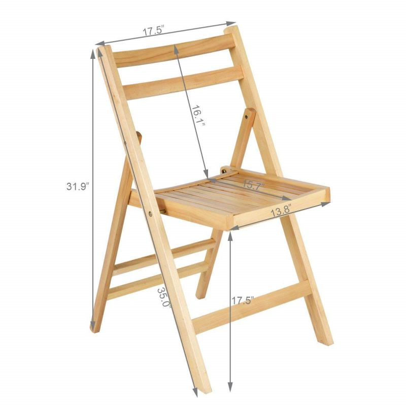 Rustic Farmhouse Dark Wood Folding Chair – Slatted Back Wooden Event Chair for Wedding Outdoor Renta