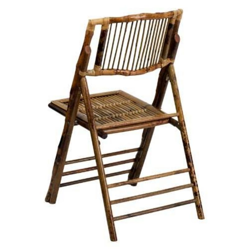 Rustic Farmhouse Dark Wood Folding Chair – Slatted Back Wooden Event Chair for Wedding Outdoor Renta