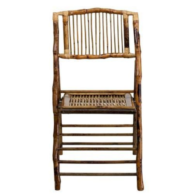 Rustic Farmhouse Dark Wood Folding Chair – Slatted Back Wooden Event Chair for Wedding Outdoor Renta
