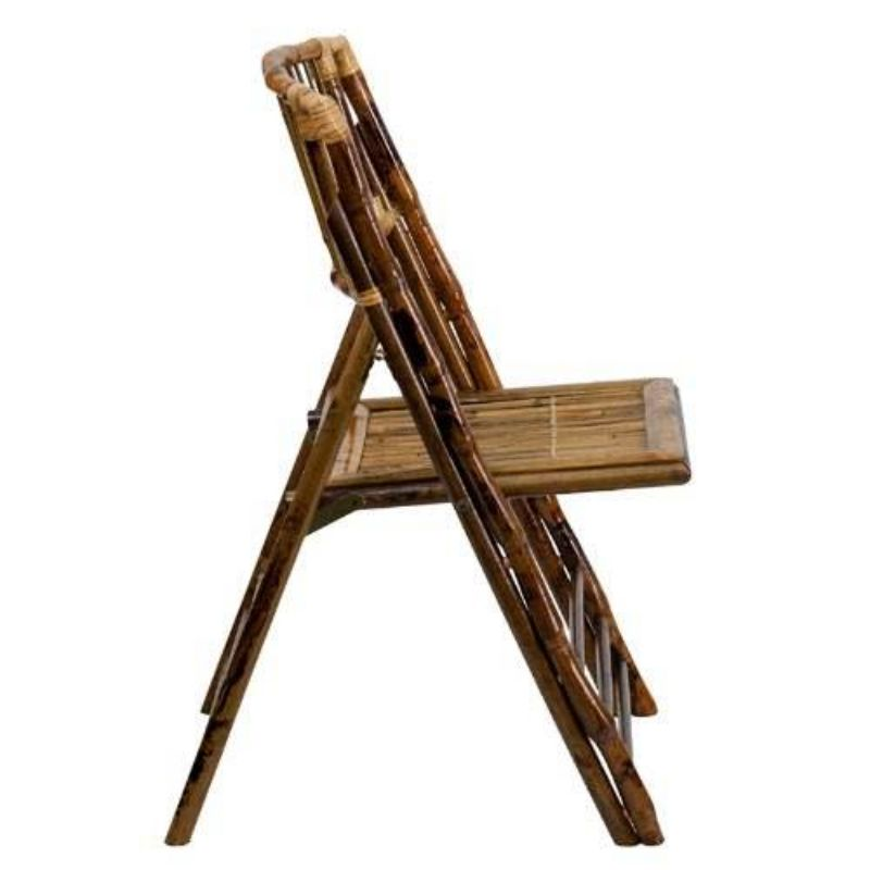 Rustic Farmhouse Dark Wood Folding Chair – Slatted Back Wooden Event Chair for Wedding Outdoor Renta