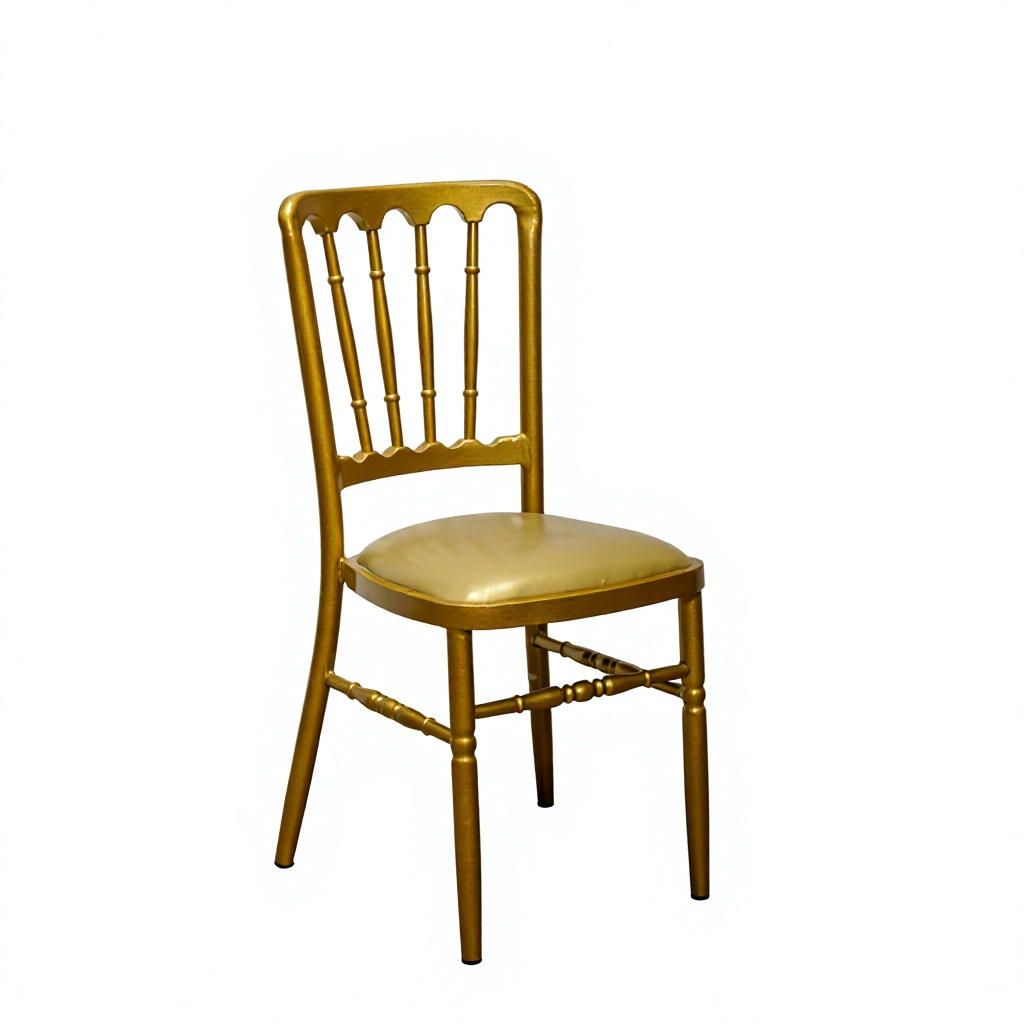 Gold Round Back Banquet Chair with Padded Seat – Elegant Gold Frame Event Chair for Wedding Ceremony