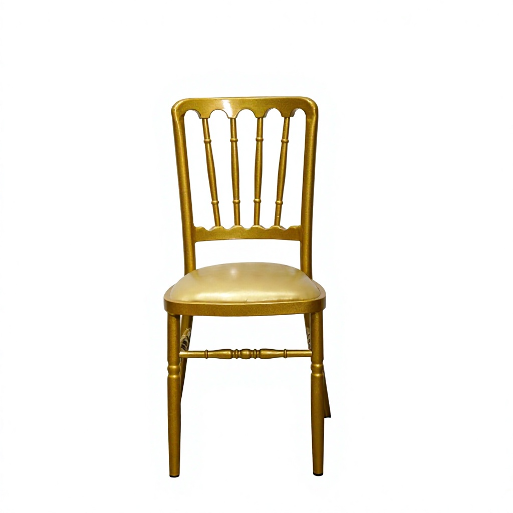 Gold Round Back Banquet Chair with Padded Seat – Elegant Gold Frame Event Chair for Wedding Ceremony