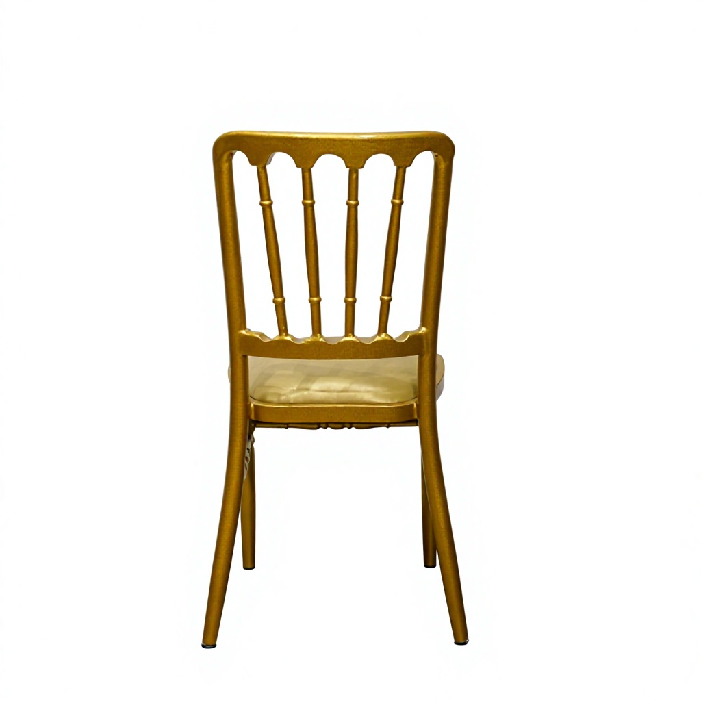 Gold Round Back Banquet Chair with Padded Seat – Elegant Gold Frame Event Chair for Wedding Ceremony