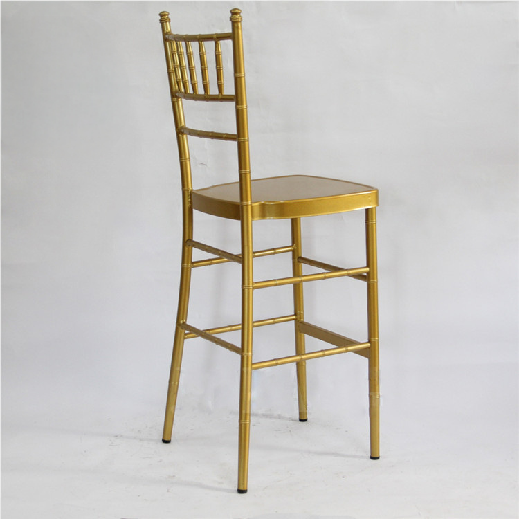 Gold Chiavari Bar Stool – Bamboo-Style Gold Tall Bar Chair with Footrest for Wedding Cocktail Event 