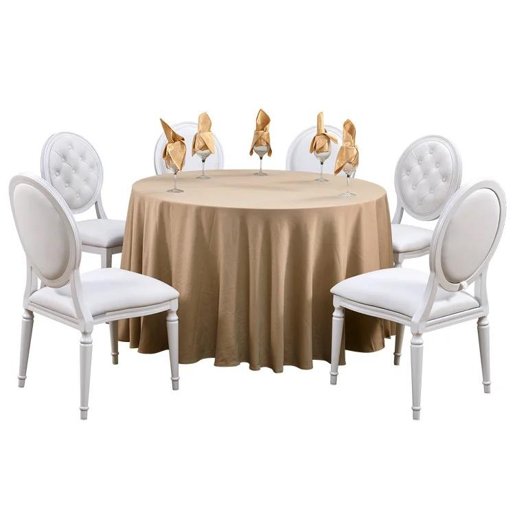 White Louis Chair – Round Tufted Back Stackable Event Chair with Padded Seat for Wedding Banquet Ren