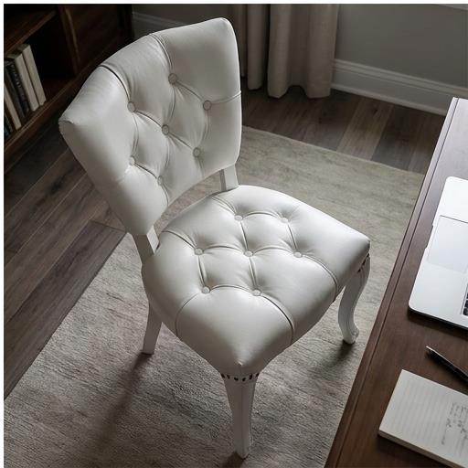 White Full Tufted Louis Chair – Upholstered Button-Tufted Event Chair with Curved Legs for Wedding B