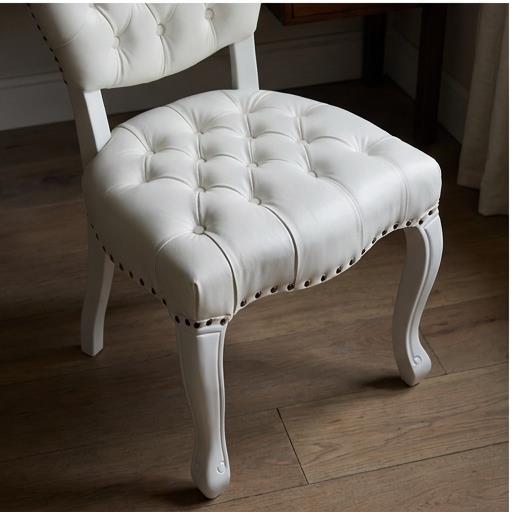 Round Back Tufted White Louis Chair – Button-Tufted Event Chair with Curved Legs & Nailhead Trim for