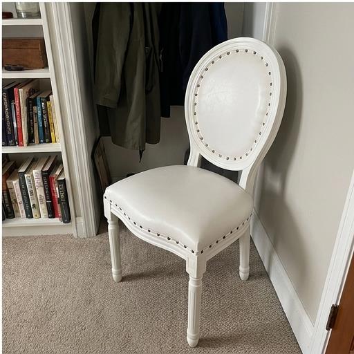White Oval Back Louis Chair with Nailhead Trim – Upholstered Padded Event Chair for Wedding Banquet 