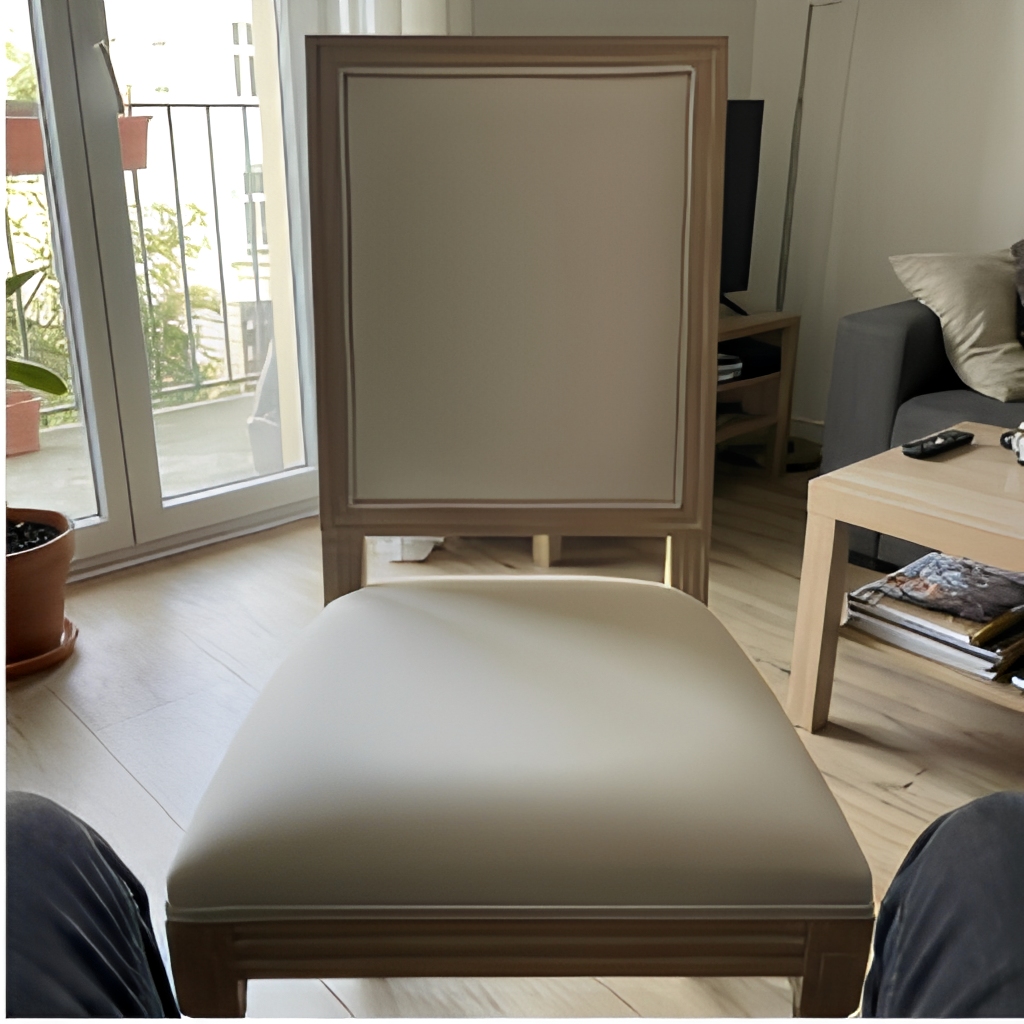 Square Back Louis Chair – Natural Wood Frame White Upholstered Dining Chair for Wedding Event Rental
