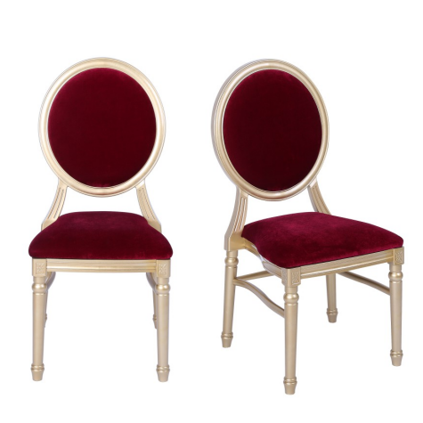 Round Back Upholstered Velvet Louis Chair Multiple Colors for Wedding Banquet Event Rental