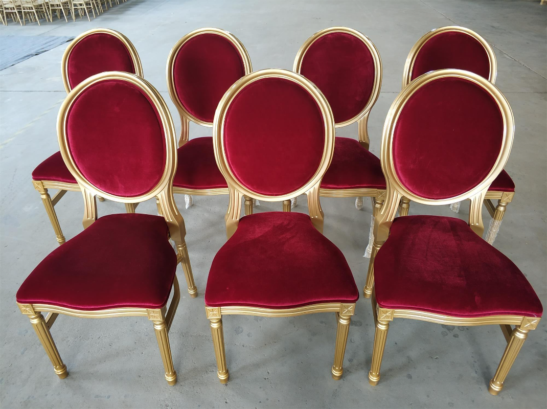 Round Back Upholstered Velvet Louis Chair Multiple Colors for Wedding Banquet Event Rental