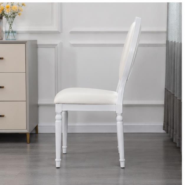 White Round Back Fully Upholstered Louis Chair White Frame for Wedding Banquet Event Rental