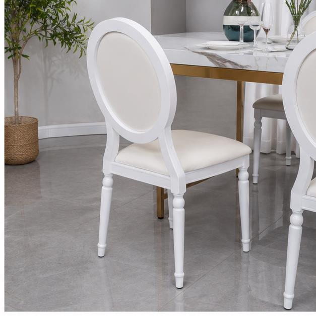 White Round Back Fully Upholstered Louis Chair White Frame for Wedding Banquet Event Rental