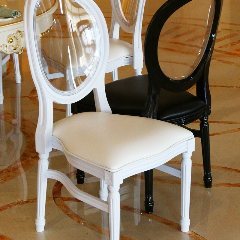 Oval Transparent Back Louis Chair – Acrylic Frame with Padded Seat