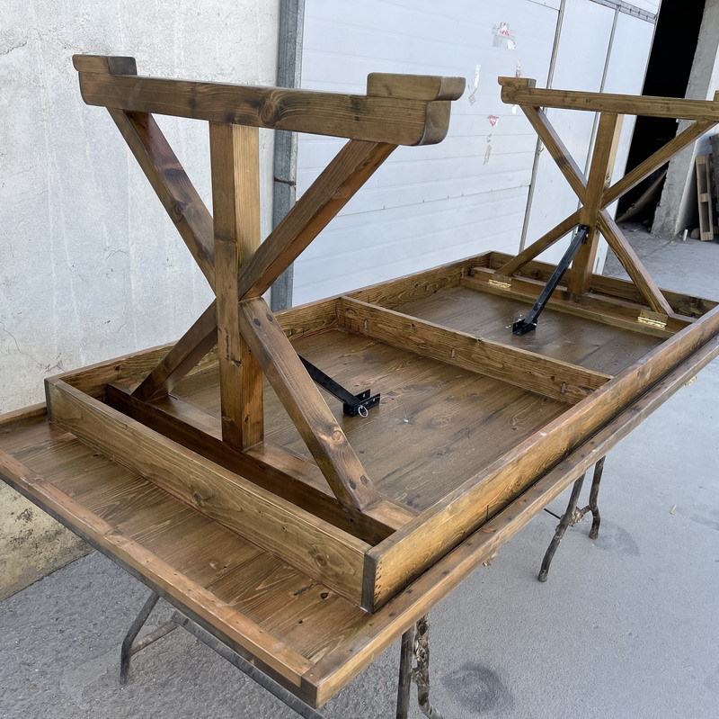 Folding Farmhouse Trestle Table – Rustic Solid Wood with X-Base