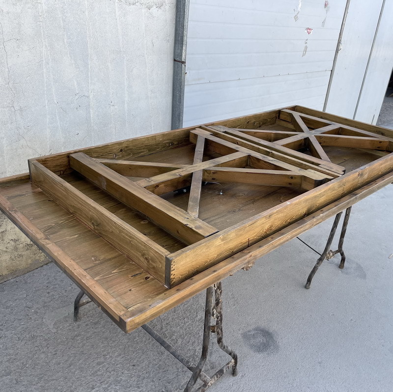 Folding Farmhouse Trestle Table – Rustic Solid Wood with X-Base