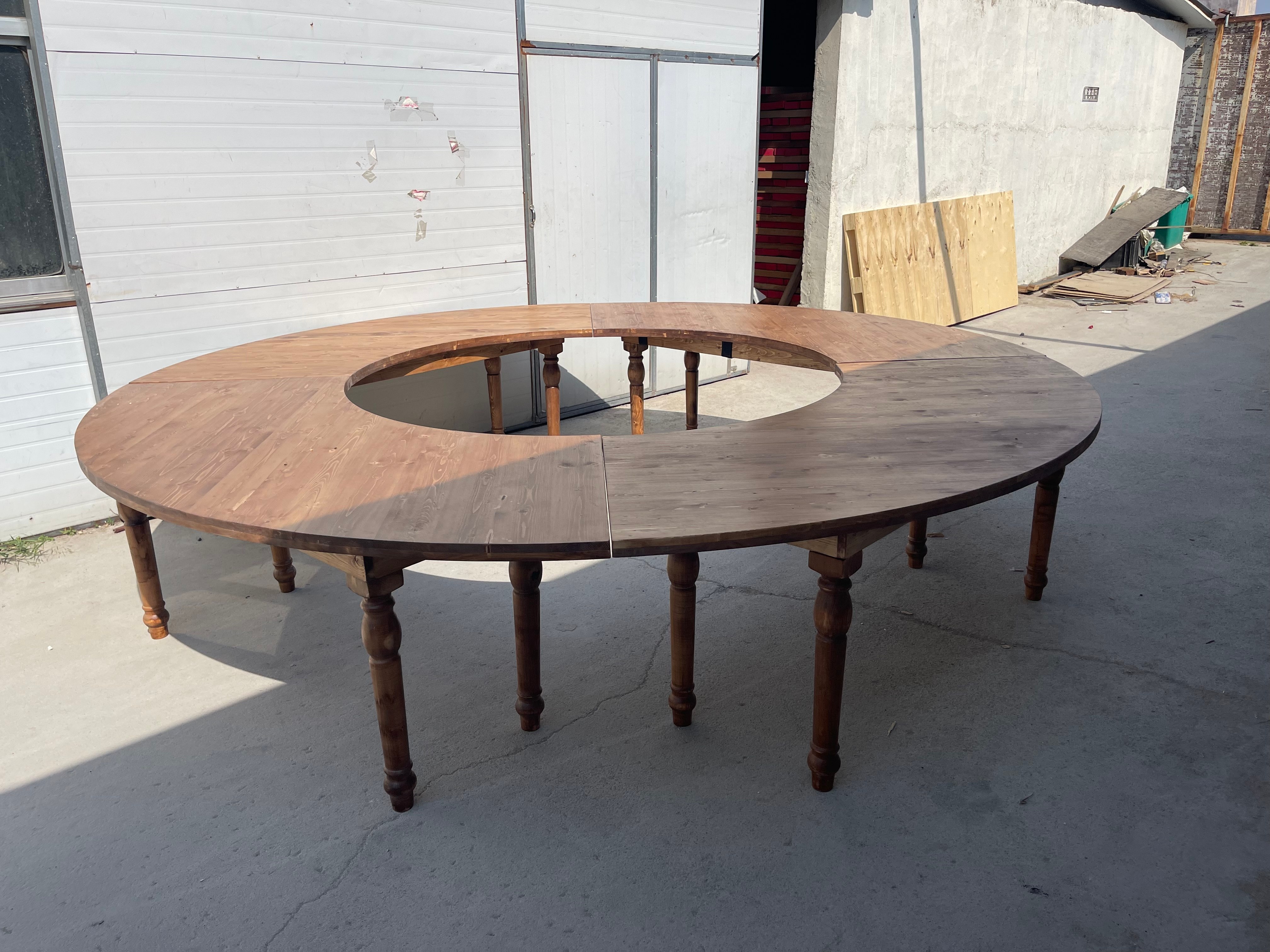 White Modular Circular Event Table – Folding Serpentine Table with Center Cutout